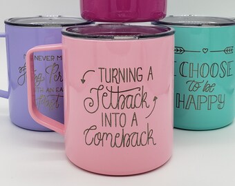 Engraved Inspirational Coffee Mug with Handle - 14oz Insulated Travel Mug