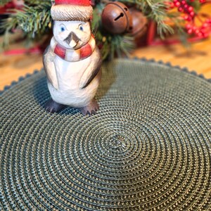 Hand Carved Christmas Penguin Figurine (Item #504)
