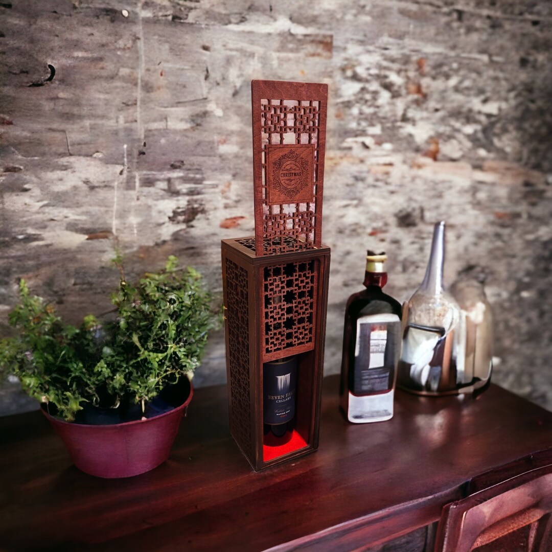 Luxury Wooden Wine Box Red Oak & Dark Walnut Style Etsy