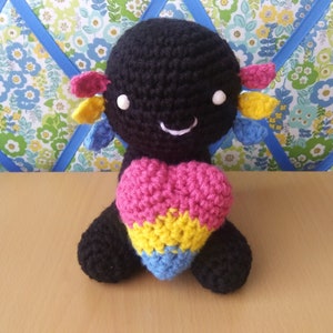 Crochet Amigurumi Gay Pansexual Pride Axolotl Plush | Anniversary Day Valentine's Day Birthday Gift