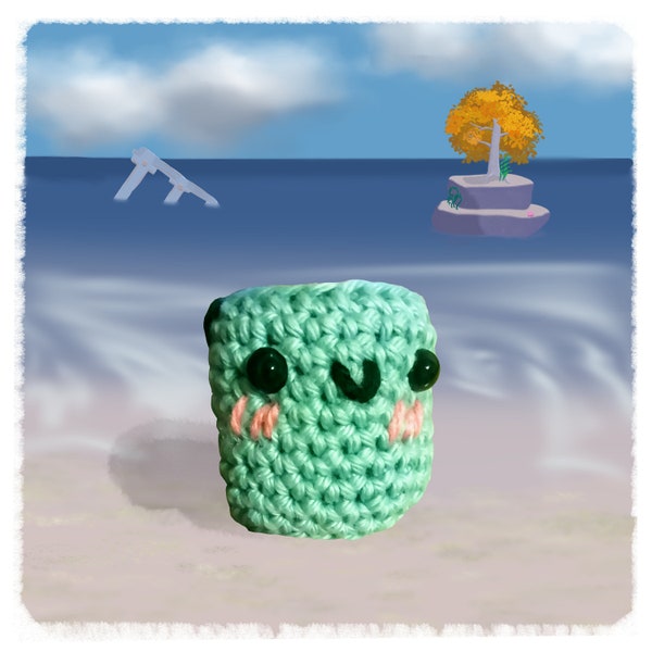 Cyl the Green Cylinder - Palia Inspired Crochet Amigurumi Fanmade Plush [Made to Order] Free Keychain Version