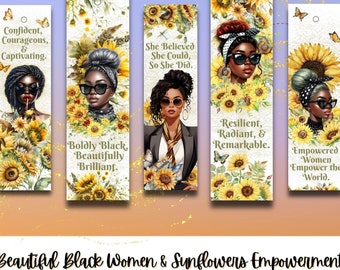Lesezeichen Lesezeichen Lesezeichen | Sonnenblume Themed Printable Set | Afro Art Zitate für DIY Geschenke & Journals | Sofortiger Download als png pdf jpg