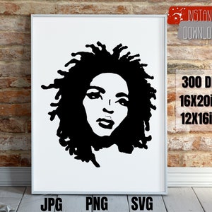 Lauryn Hill art - png files for designs, Lauryn Hill Gift, hip hop tshirt svg, 90s hip hop poster, hip hop gift for her, locs svg, locs png