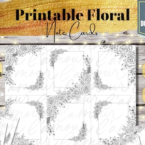 Elegant & Eco-Friendly: Digital Printable Note Cards for All Occasions, Floral Rose Design Instant Download Journaling Cards, Romantic Cards