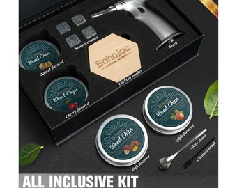 Cocktail Smoker Kit with Torch & Whiskey Stones, Father's Day/Mother's Day/Anniversary/Birthday Gifts, Great for Parties, BBQ Cookouts