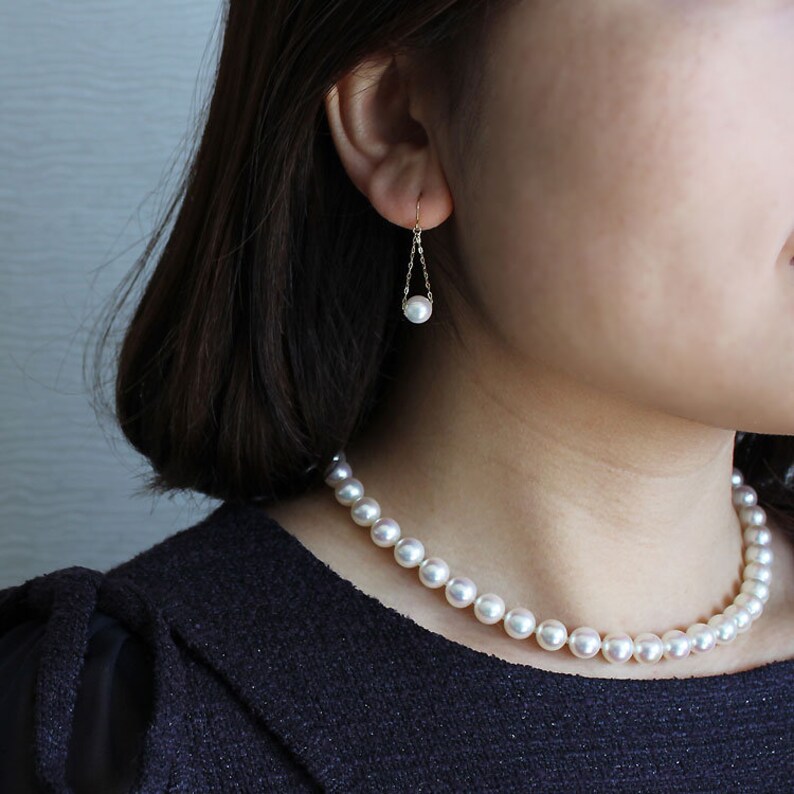 K18 akoya pearl earring 7-7.5mm K18YG/&K14WG