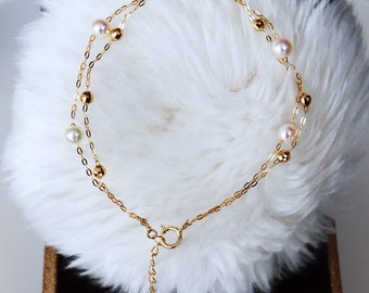 K18 akoya pearl 4-5mm mirror ball Bracelet K18YG & PT850 platinum