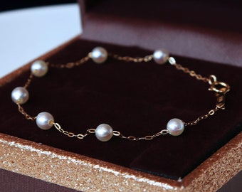 K18 Akoya pearl Bracelet 4-5mm baby pearls K18YG or PT850 platinum