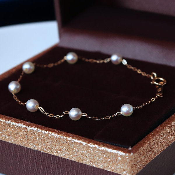 K18 Akoya pearl Bracelet 4-5mm baby pearls K18YG or PT850 platinum