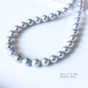 Collar de Perlas Akoya Azules Naturales (7-7,5 mm)