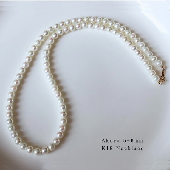 Akoya Pearl Necklace: 5-6mm Baby Pearl, K18 or K14WG Clasp - Etsy