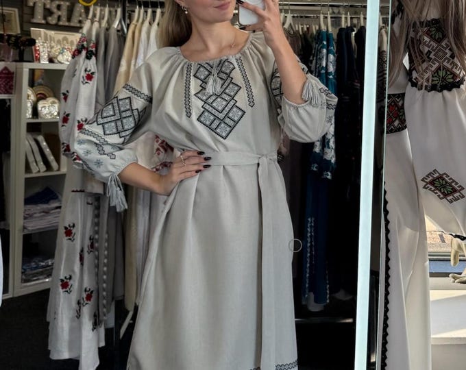 Embroidered Ukrainian Dress | Vyshyvanka Style Dress with Traditional Embroidery | Handmade Boho Chic Outfit