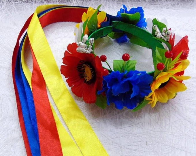 Handmade Ukrainian Flower Crown | Vinok | Вінок | Floral Wreath Headband | Hair Accessory Gift for Her or Girl | Boho Festival Style (39)