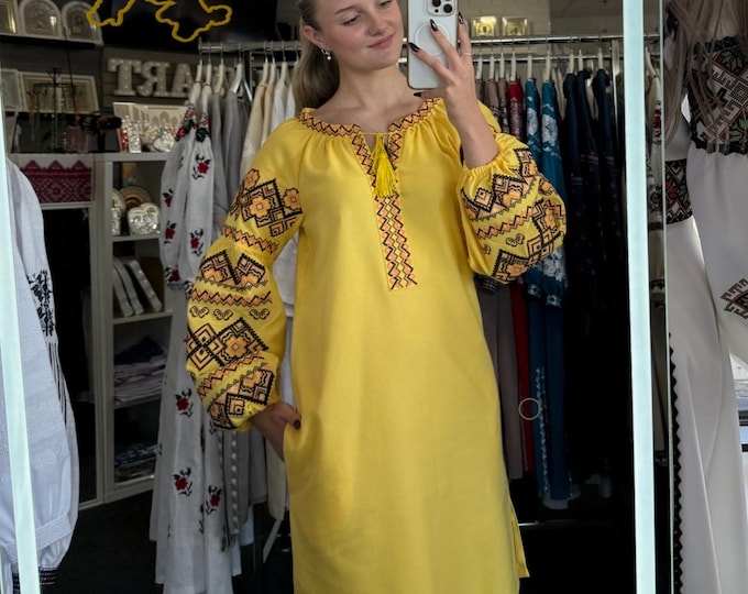 Embroidered Ukrainian Dress | Vyshyvanka Style Dress with Traditional Embroidery | Handmade Boho Chic Outfit