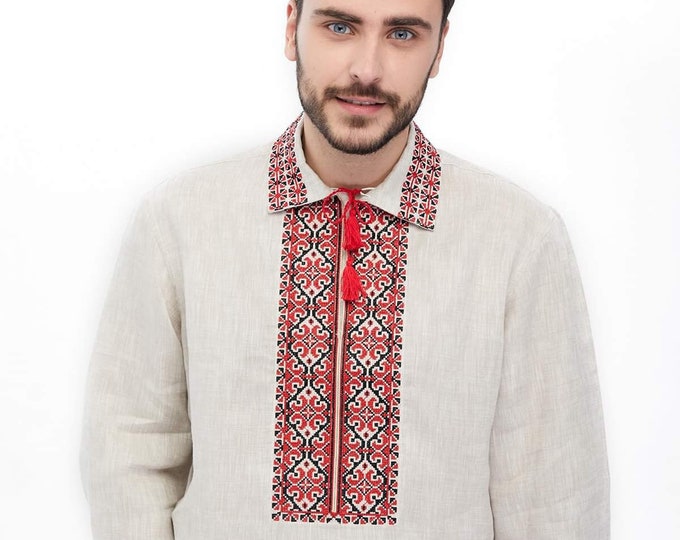 Ukrainian Vyshyvanka | Men's Embroidered Shirt | Вишиванка | Ukraine Vintage Sorochka Gift for Him | Handmade Ukrainian Clothing (64)