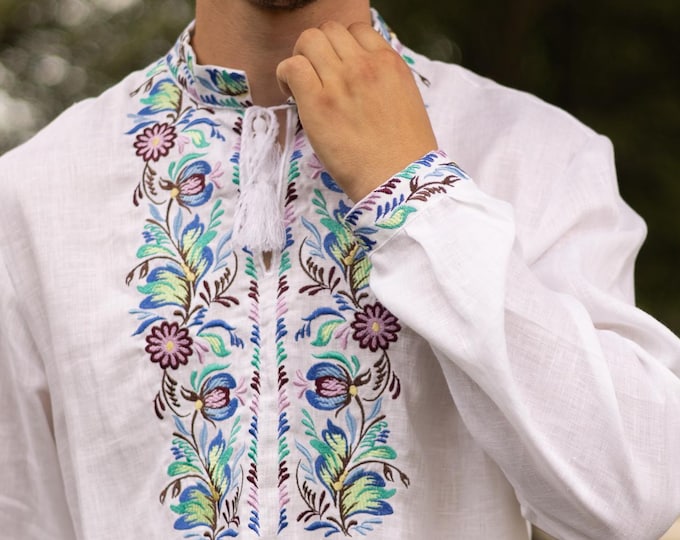 Ukrainian Vyshyvanka | Men's Embroidered Shirt | Вишиванка | Ukraine Vintage Sorochka Gift for Him | Handmade Ukrainian Clothing (17)