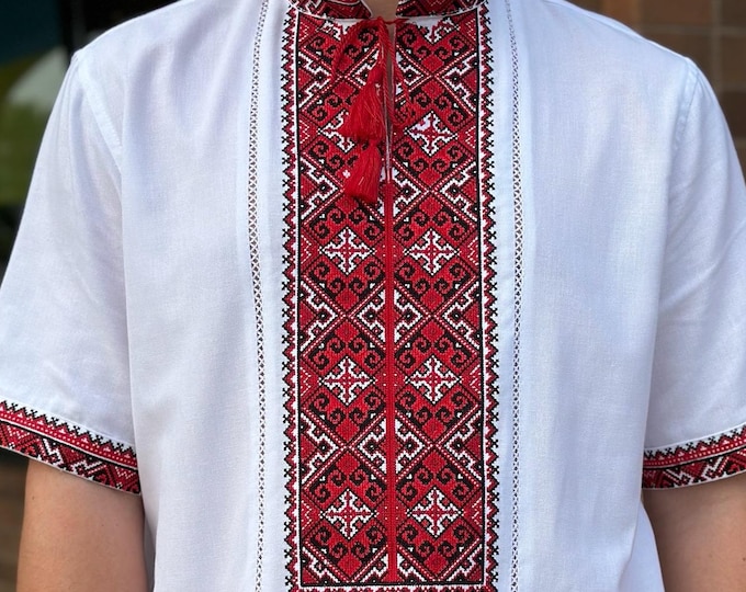 Ukrainian Vyshyvanka | Men's Embroidered Shirt | Вишиванка | Ukraine Vintage Sorochka Gift for Him | Handmade Ukrainian Clothing (46)