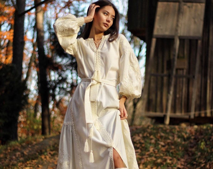 Ukrainian Vyshyvanka Dress | Ukraine Embroidered Dress in USA | Handmade Traditional Ukraine-Style Boho Embroidery Gift | Вишиванка (5)