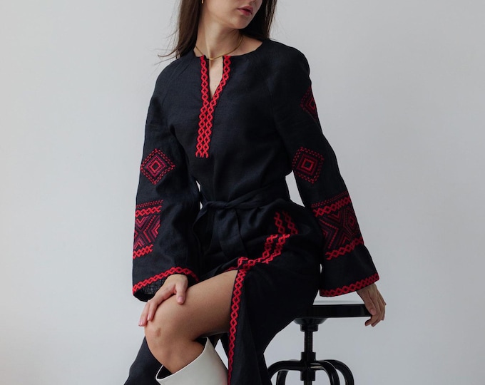 Ukrainian Vyshyvanka Dress | NEW Embroidered Dress | Handmade Traditional Ukraine-Style Boho Embroidery | Вишиванка (89)