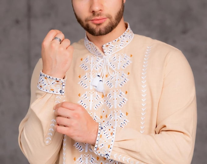 Ukrainian Vyshyvanka | Men's Embroidered Shirt | Вишиванка | Ukraine Vintage Sorochka Gift for Him | Handmade Ukrainian Clothing