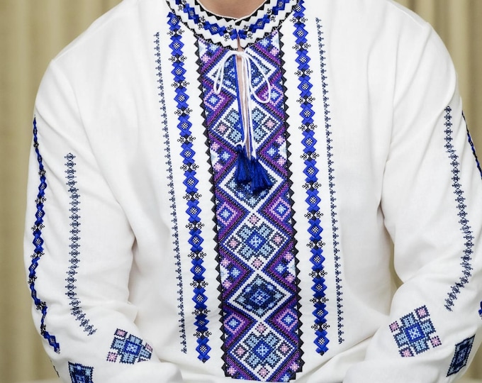 Ukrainian Vyshyvanka | Men's Embroidered Shirt | Вишиванка | Ukraine Vintage Sorochka Gift for Him | Handmade Ukrainian Clothing