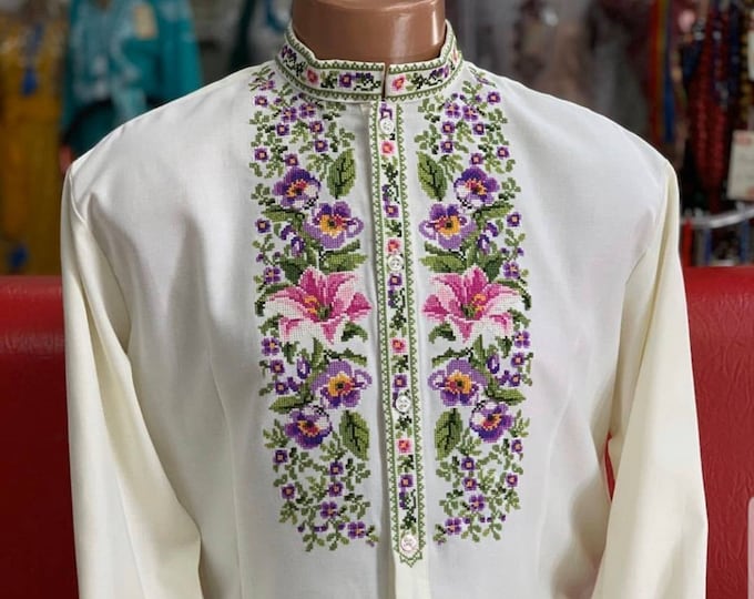 Ukrainian Vyshyvanka | Men's Embroidered Shirt | Вишиванка | Ukraine Vintage Sorochka Gift for Him | Handmade Ukrainian Clothing (59)