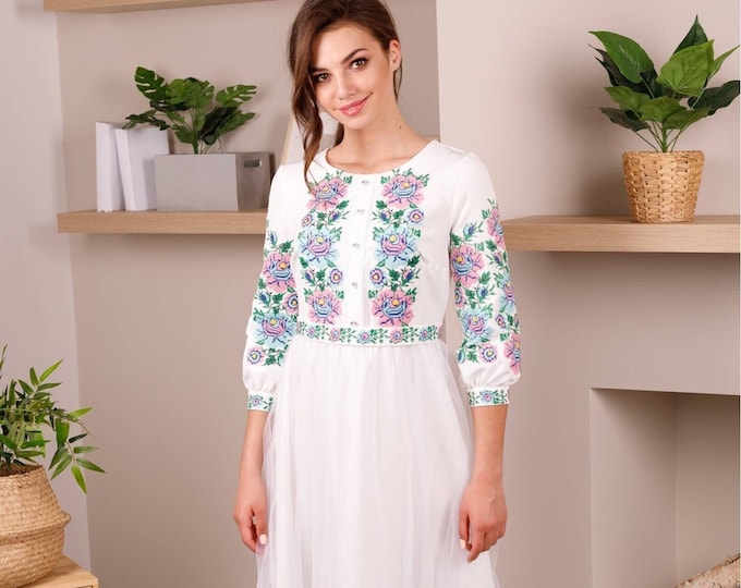 Ukrainian Vyshyvanka Dress | Ukraine Embroidered Dress in USA | Handmade Traditional Ukraine-Style Boho Embroidery Gift | Вишиванка (60)