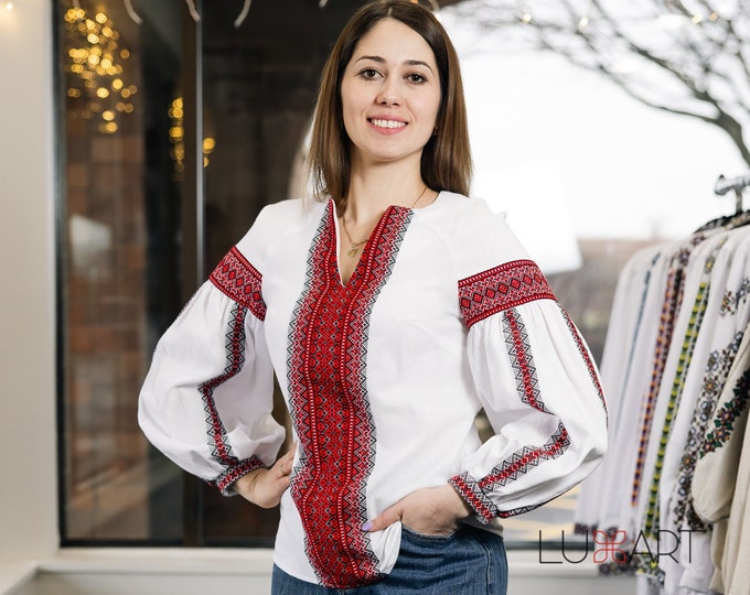 Ukrainian Embroidered Blouse for Women | Ethno Vintage Women's Vyshyvanka Shirt | Sorochka Vyshyta | Vyshyvanka Gift USA | Вишиванка (92)