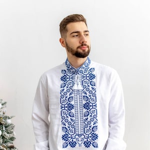 Vyshyvanka for Man Ukrainian Vyshyvanka Ukraine Sorochka Ukrainian Vyshyvanka Embrodered Shirt Ethno Vintage Embroidered Clothing image 1