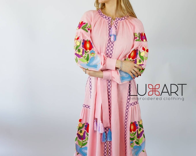 Ukrainian Vyshyvanka Dress | Ukraine Embroidered Dress in USA | Handmade Traditional Ukraine-Style Boho Embroidery Gift | Вишиванка (29)