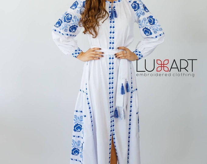 Ukrainian Vyshyvanka Dress | Ukraine Embroidered Dress in USA | Handmade Traditional Ukraine-Style Boho Embroidery Gift | Вишиванка (24)
