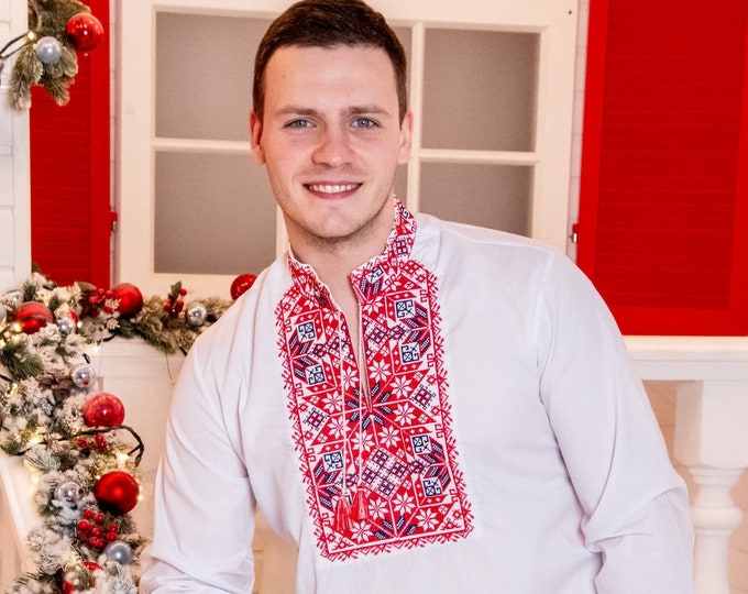 Ukrainian Vyshyvanka | Men's Embroidered Shirt | Вишиванка | Ukraine Vintage Sorochka Gift for Him | Handmade Ukrainian Clothing (83)