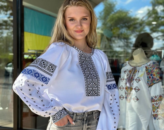 Ukrainian Embroidered Blouse for Women | Ethno Vintage Women's Vyshyvanka Shirt | Sorochka Vyshyta | Vyshyvanka Gift USA | Вишиванка (76)