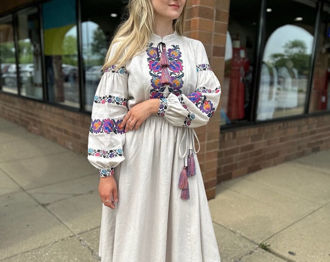 Ukrainian Vyshyvanka Dress | Ukraine Embroidered Dress in USA | Handmade Traditional Ukraine-Style Boho Embroidery Gift | Вишиванка (106)