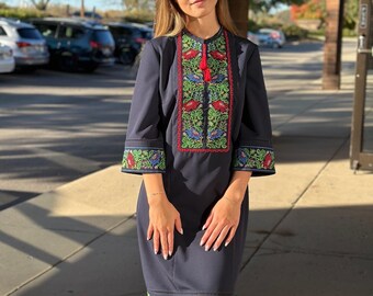 Ukrainian Vyshyvanka Dress | Ukraine Embroidered Dress in USA | Handmade Traditional Ukraine-Style Boho Embroidery Gift | Вишиванка (108)