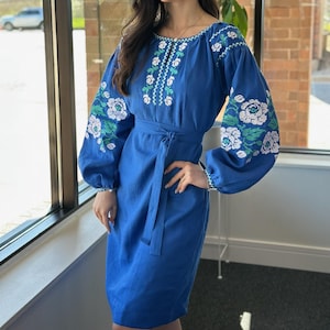 Ukrainian Vyshyvanka Dress | Ukraine Embroidered Dress in USA | Handmade Traditional Ukraine-Style Boho Embroidery Gift | Вишиванка