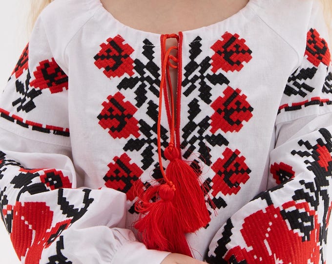 Girls' Embroidered Vyshyvanka Blouse | Traditional Ukrainian Shirt