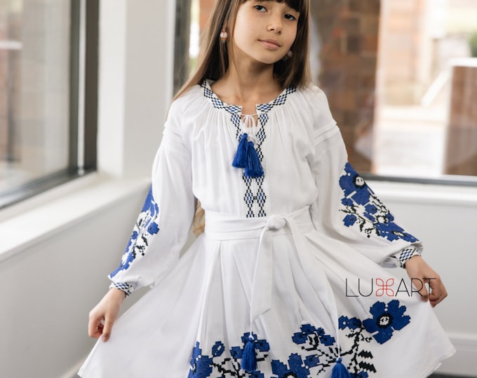 Embroidered Vyshyvanka Dress for Girls | Ukrainian Embroidery Dress | Traditional Ukrainian Style in Stock in USA | Вишиванка у США (15)