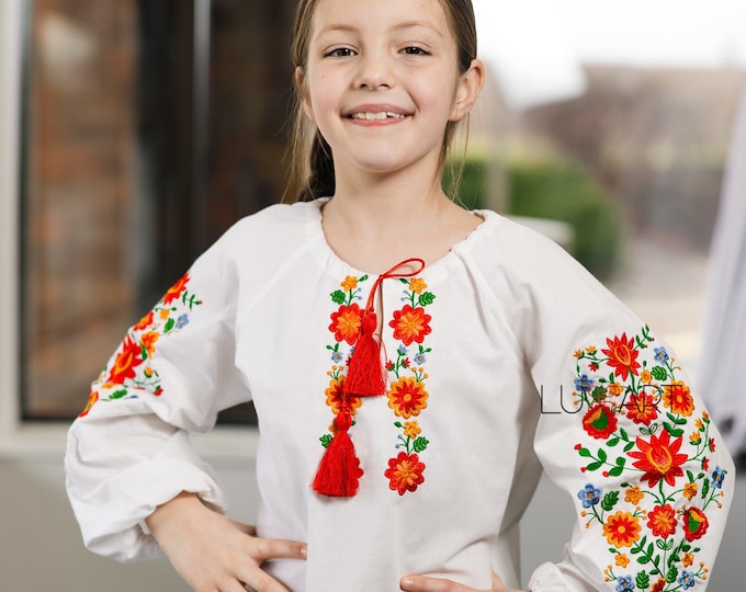 Embroidered Vyshyvanka Blouse for Girls | Ukrainian Embroidery Shirt | Traditional Ukrainian Style in Stock in USA | Вишиванка у США (12)
