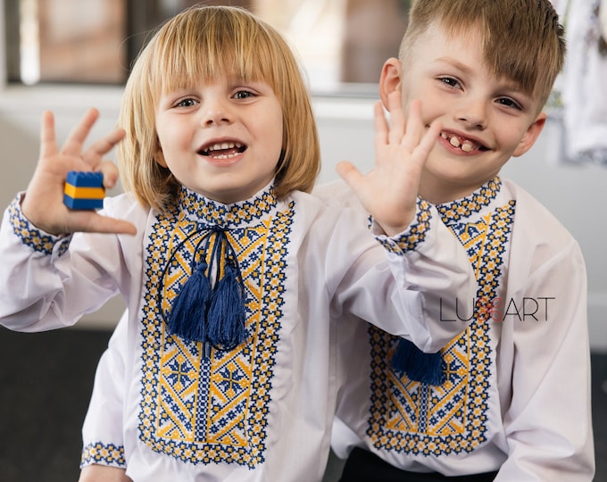 Embroidered Vyshyvanka Shirt for Boys | Ukrainian Embroidery Shirt | Traditional Ukrainian Style Gift in Stock in USA | Вишиванка у США (34)