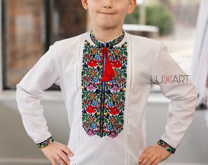Embroidered Vyshyvanka Shirt for Boys | Ukrainian Embroidery Shirt | Traditional Ukrainian Style Gift in Stock in USA | Вишиванка у США (7)
