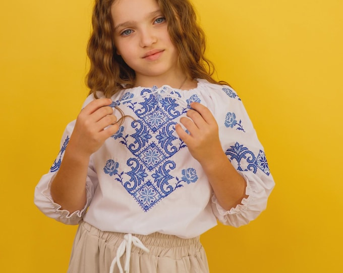 Embroidered Vyshyvanka Blouse for Girls | Ukrainian Embroidery Shirt | Traditional Ukrainian Style in Stock in USA | Вишиванка у США