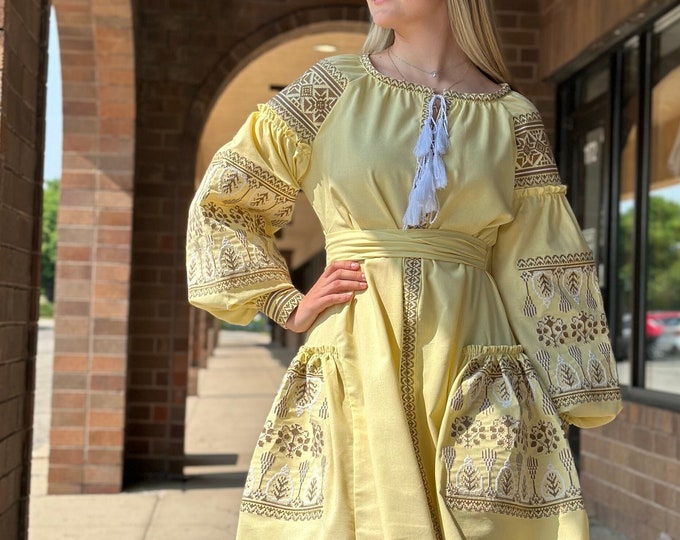 Ukrainian Vyshyvanka Dress | Ukraine Embroidered Dress in USA | Handmade Traditional Ukraine-Style Boho Embroidery Gift | Вишиванка (40)