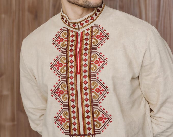 Ukrainian Vyshyvanka | Men's Embroidered Shirt | Вишиванка | Ukraine Vintage Sorochka Gift for Him | Handmade Ukrainian Clothing