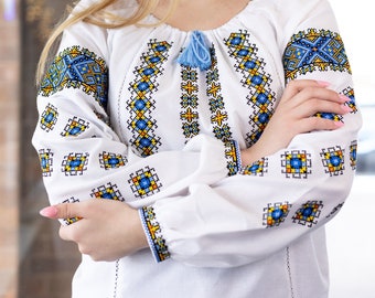 Ukrainian Embroidered Blouse for Women | Ethno Vintage Women's Vyshyvanka Shirt | Sorochka Vyshyta | Vyshyvanka Gift USA | Вишиванка (135)
