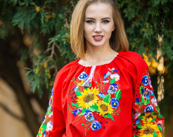 Ukrainian Embroidered Blouse for Women | Ethno Vintage Women's Vyshyvanka Shirt | Sorochka Vyshyta | Vyshyvanka Gift USA | Вишиванка (127)