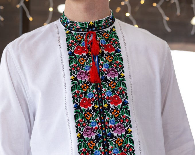 Ukrainian Vyshyvanka | Men's Embroidered Shirt | Вишиванка | Ukraine Vintage Sorochka Gift for Him | Handmade Ukrainian Clothing (14)