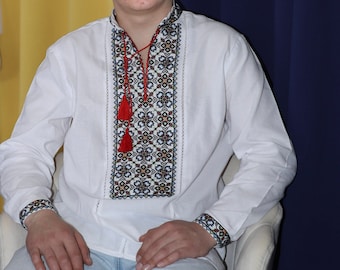 Ukrainian Vyshyvanka | Men's Embroidered Shirt | Вишиванка | Ukraine Vintage Sorochka Gift for Him | Handmade Ukrainian Clothing (90)