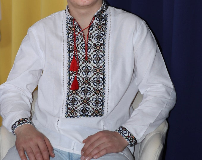 Ukrainian Vyshyvanka | Men's Embroidered Shirt | Вишиванка | Ukraine Vintage Sorochka Gift for Him | Handmade Ukrainian Clothing (90)