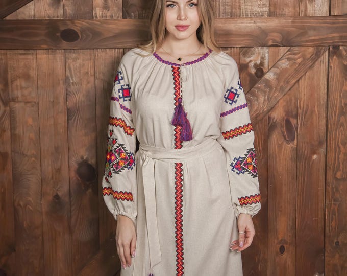 Ukrainian Vyshyvanka Dress | Ukraine Embroidered Dress in USA | Handmade Traditional Ukraine-Style Boho Embroidery Gift | Вишиванка (72)